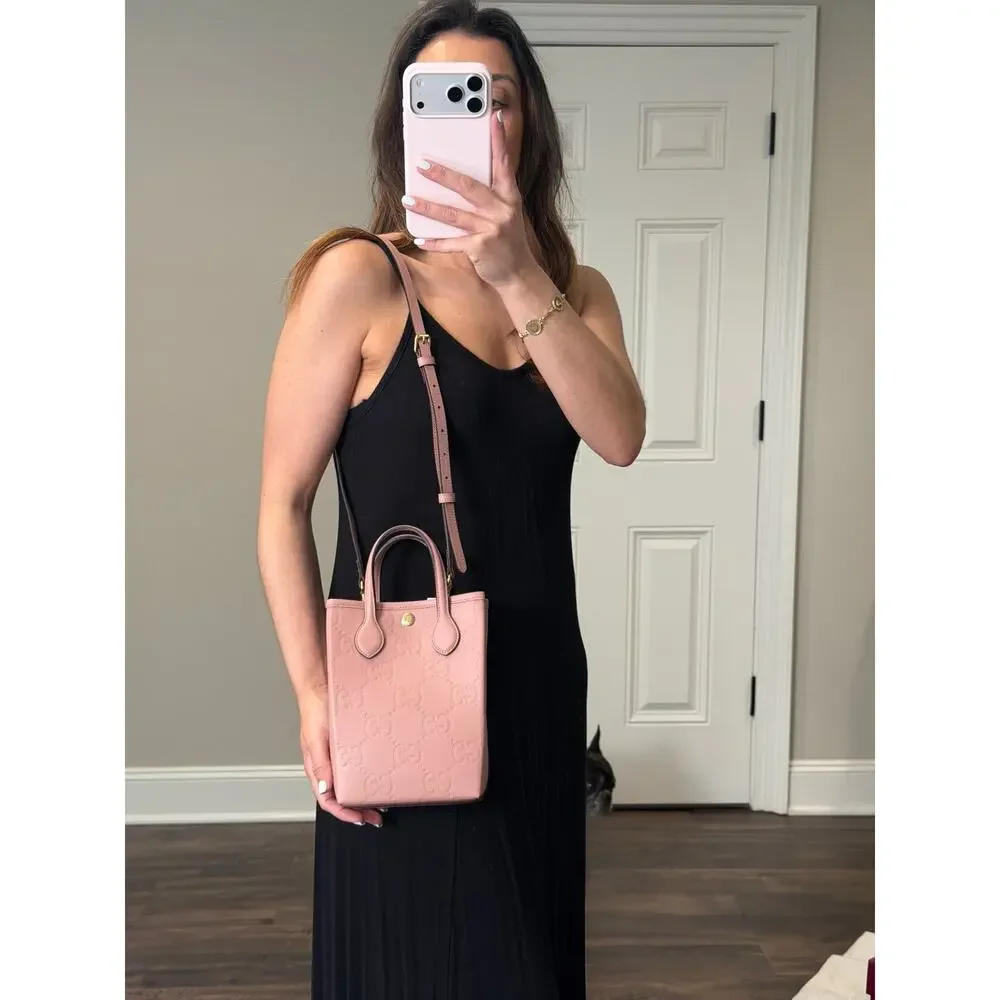 Gucci GG Leather Super Mini Shoulder Bag Pink NWT - Picture 5 of 8